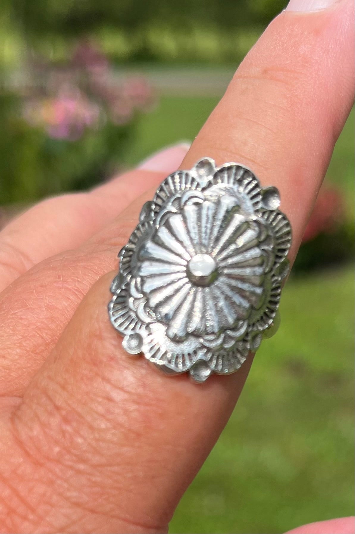 Sterling Silver Concho Ring 7.5