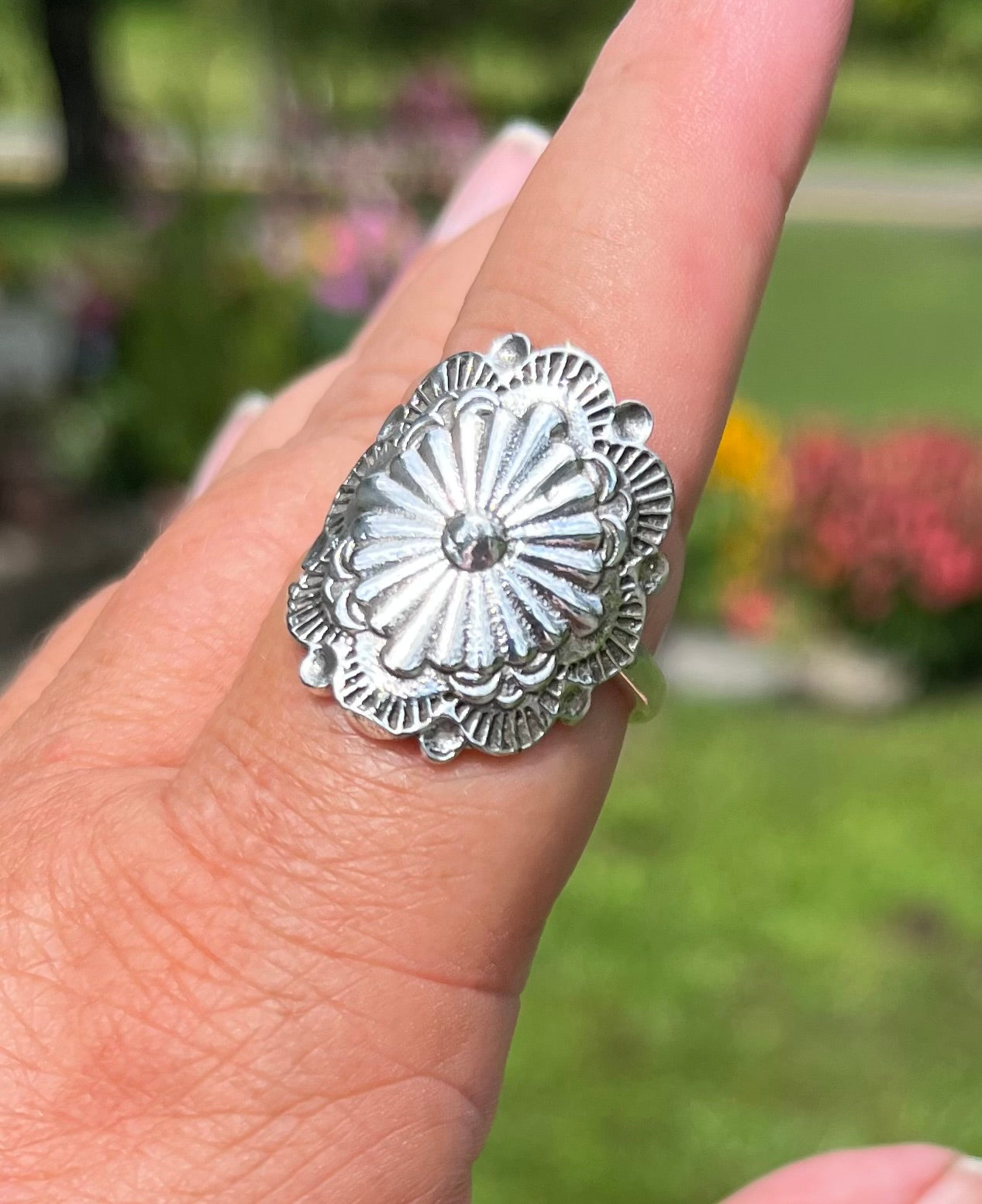 Sterling Silver Concho Ring - 9