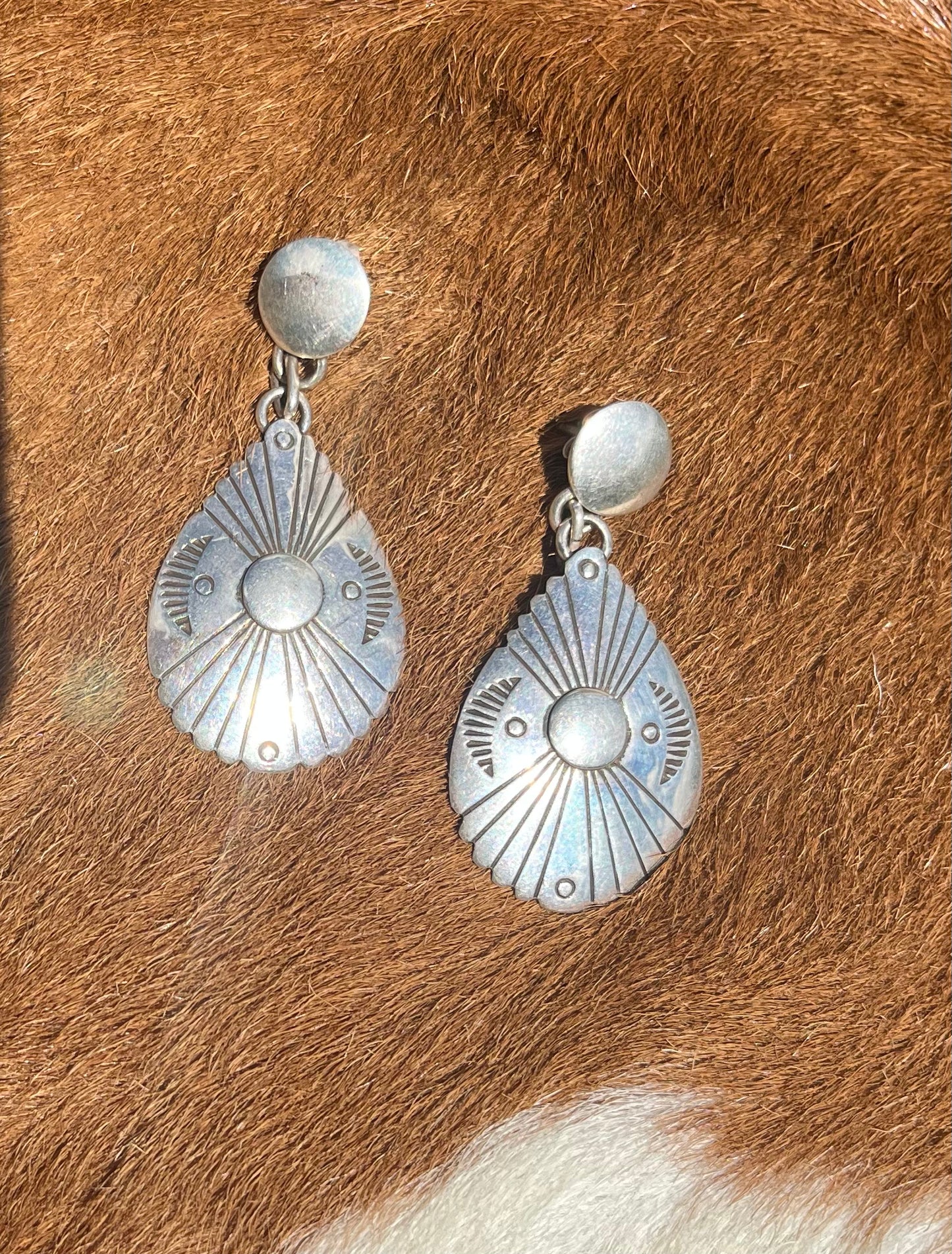 Sterling Silver Concho Earrings