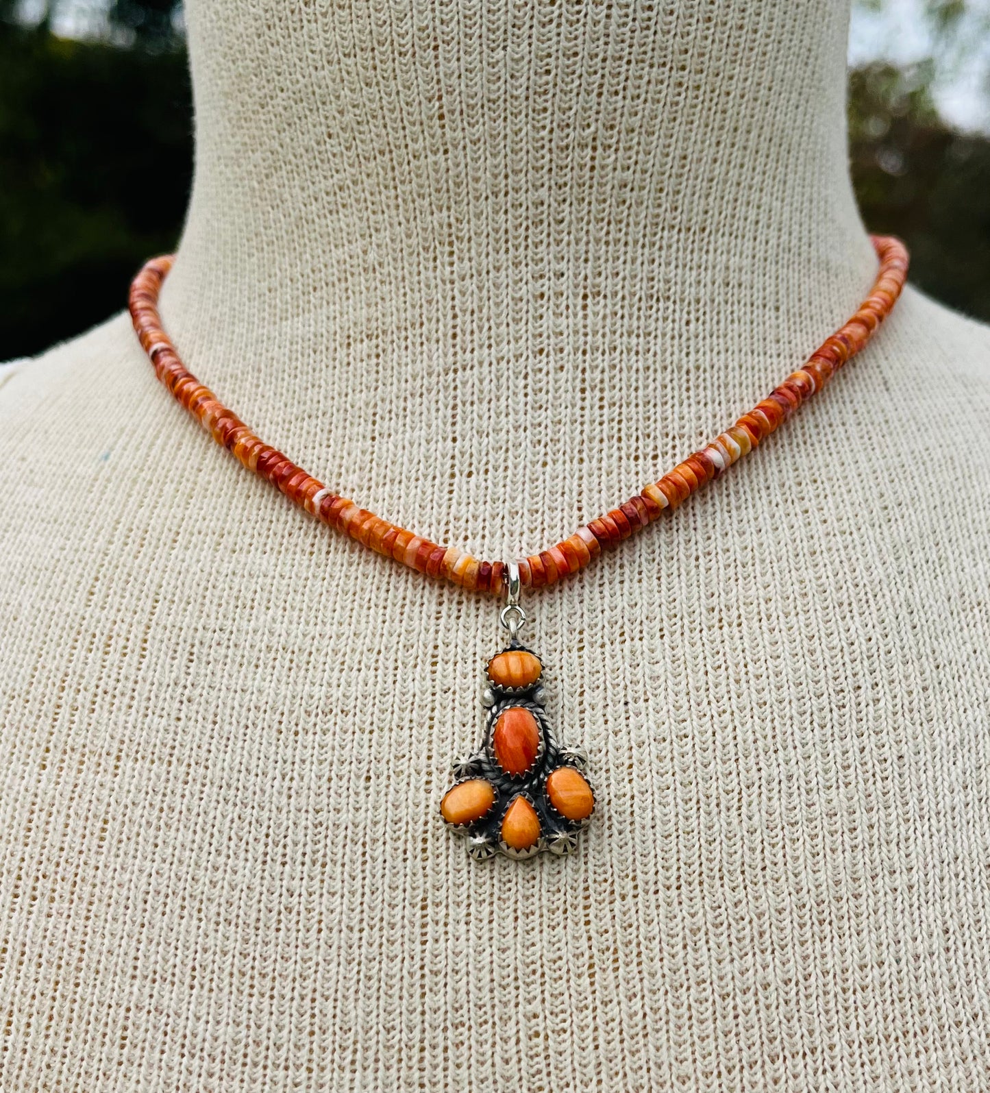Orange and Red Spiny Oyster Necklace