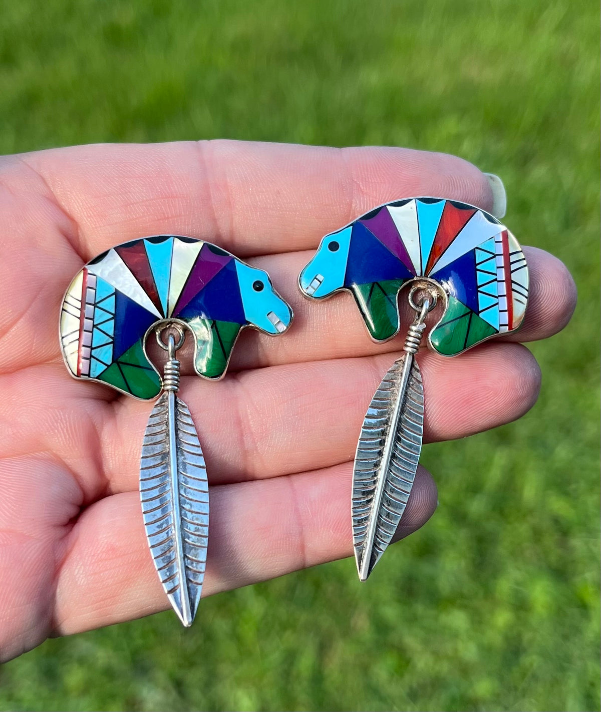 Multi Stone Inlay Earrings