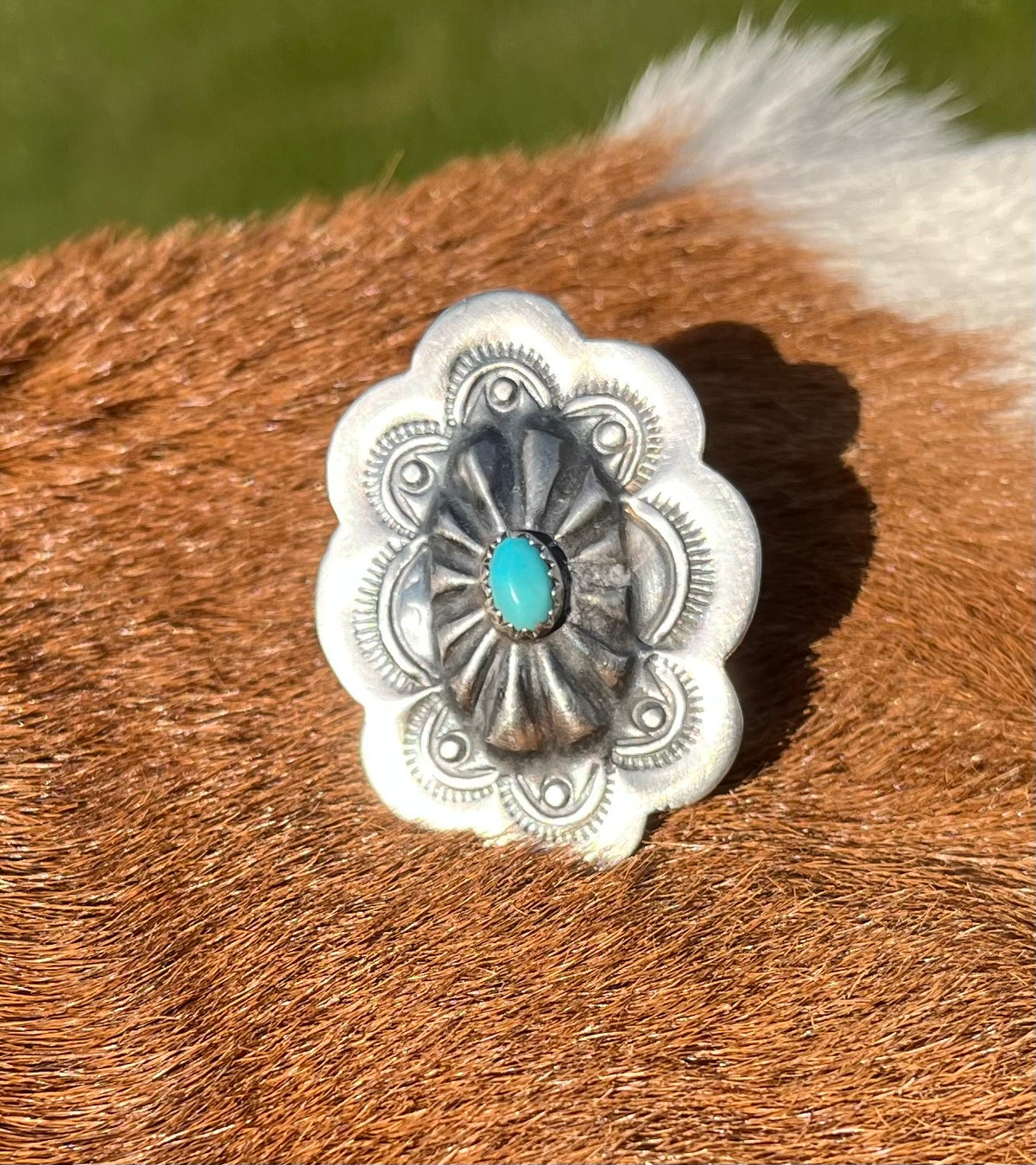 Turquoise Concho Ring - Native