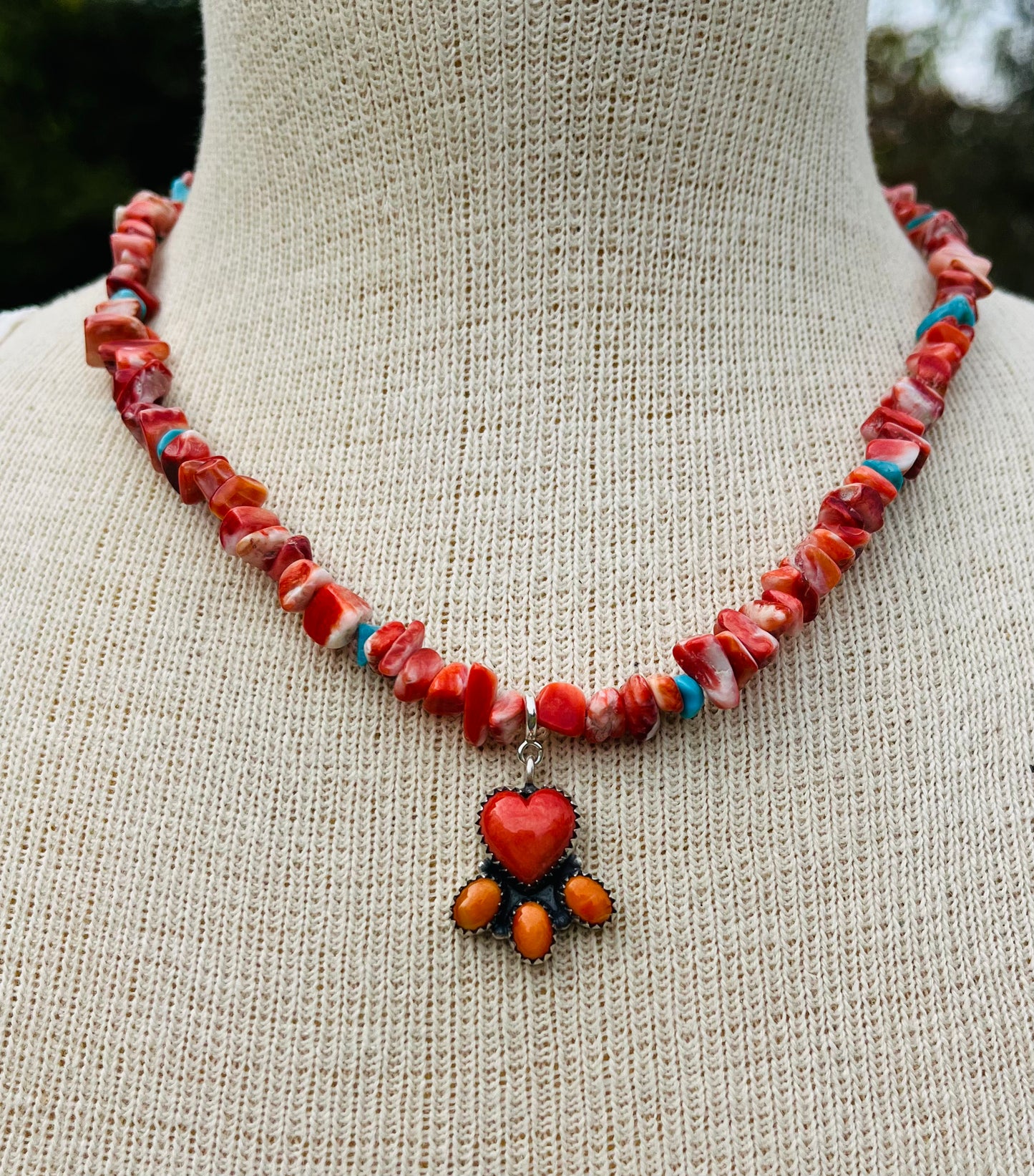 Orange and Red Spiny Oyster Necklace