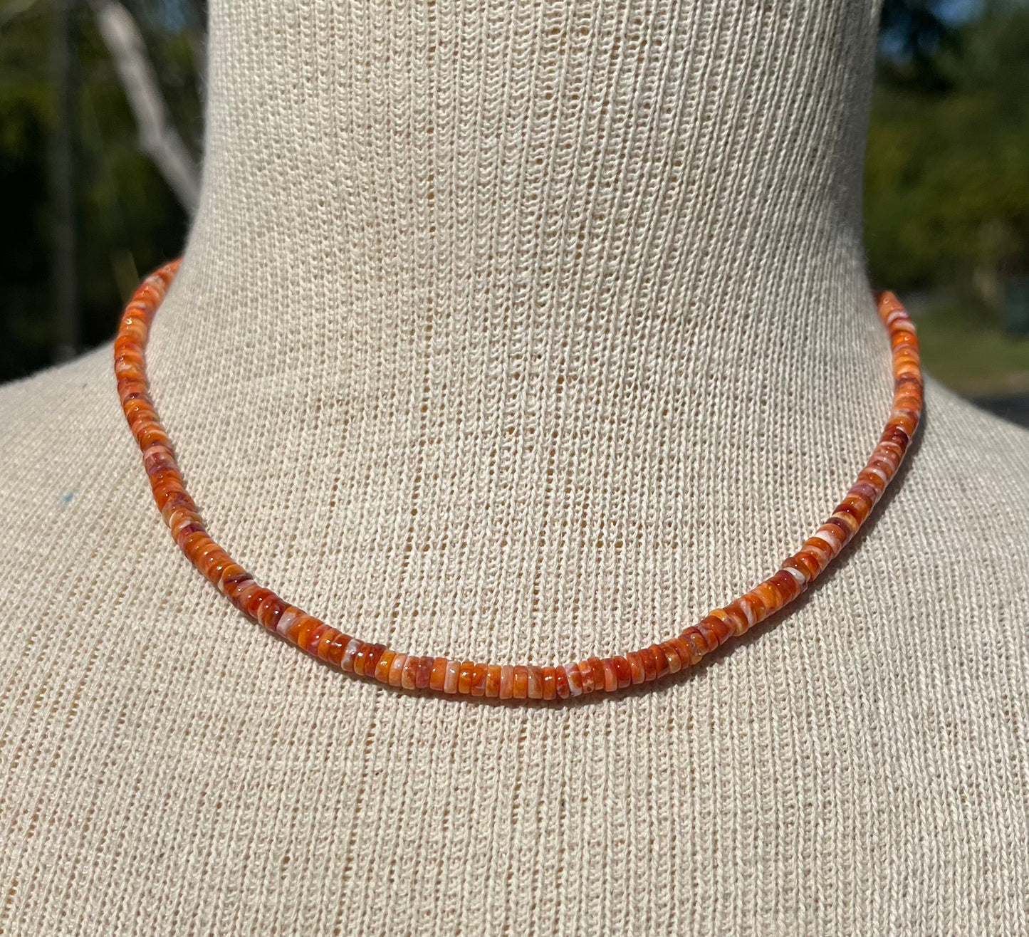 Orange Spiny Heishi Necklace