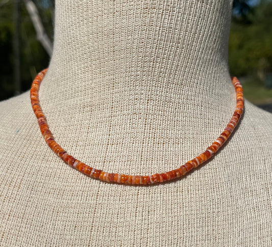 Orange Spiny Heishi Necklace